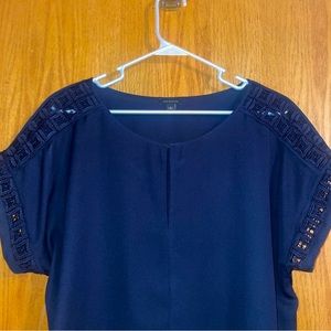 Womens Navy Blue Silk Blouse